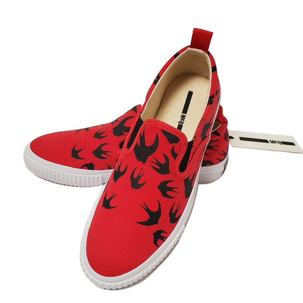 McQ ALEXANDER McQUEEN SNEAKERS SWALLOW LOW TOP RED / BLACK SHOES $235  IT 39 / 9